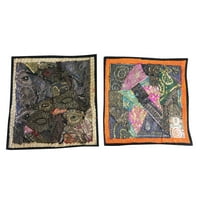 Mogul Indian Zari Embroidered Cushion Cover Patchwork Square Decorative Pillow Cases 16" x 16"