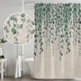 thumbnail image 4 of Polyester Fabric Teal Green Eucalyptus Leaves Shower Curtain, Spring Plants Country Beige Waterproof Bathtub Curtain Bathroom Decor Set with Hooks 36 x 72 Inches, 4 of 6
