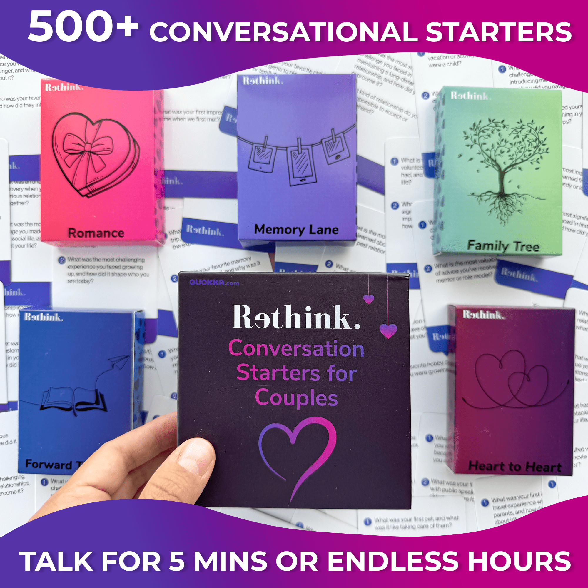 Quokka Couples Card Games 500 Questions - Date Night Games for Adults Conversation Starters Activity