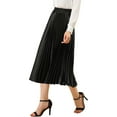 thumbnail image 4 of NOMADIC NOOK Women's 2 Packs Elastic Waist Metallic Shiny Accordion Pleated Midi Skirt, 4 of 7