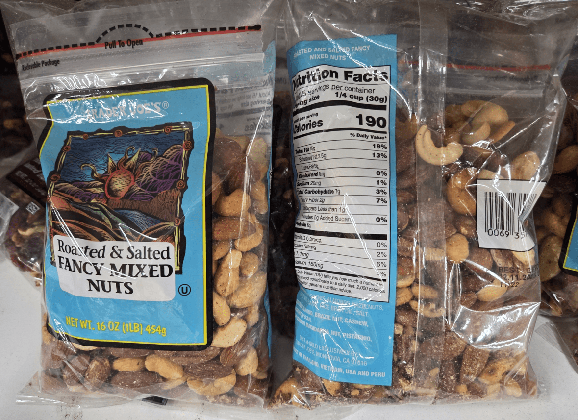 Trader Joe’s Roasted & Salted Fancy Mixed Nuts 16oz 454g (2 Bags)