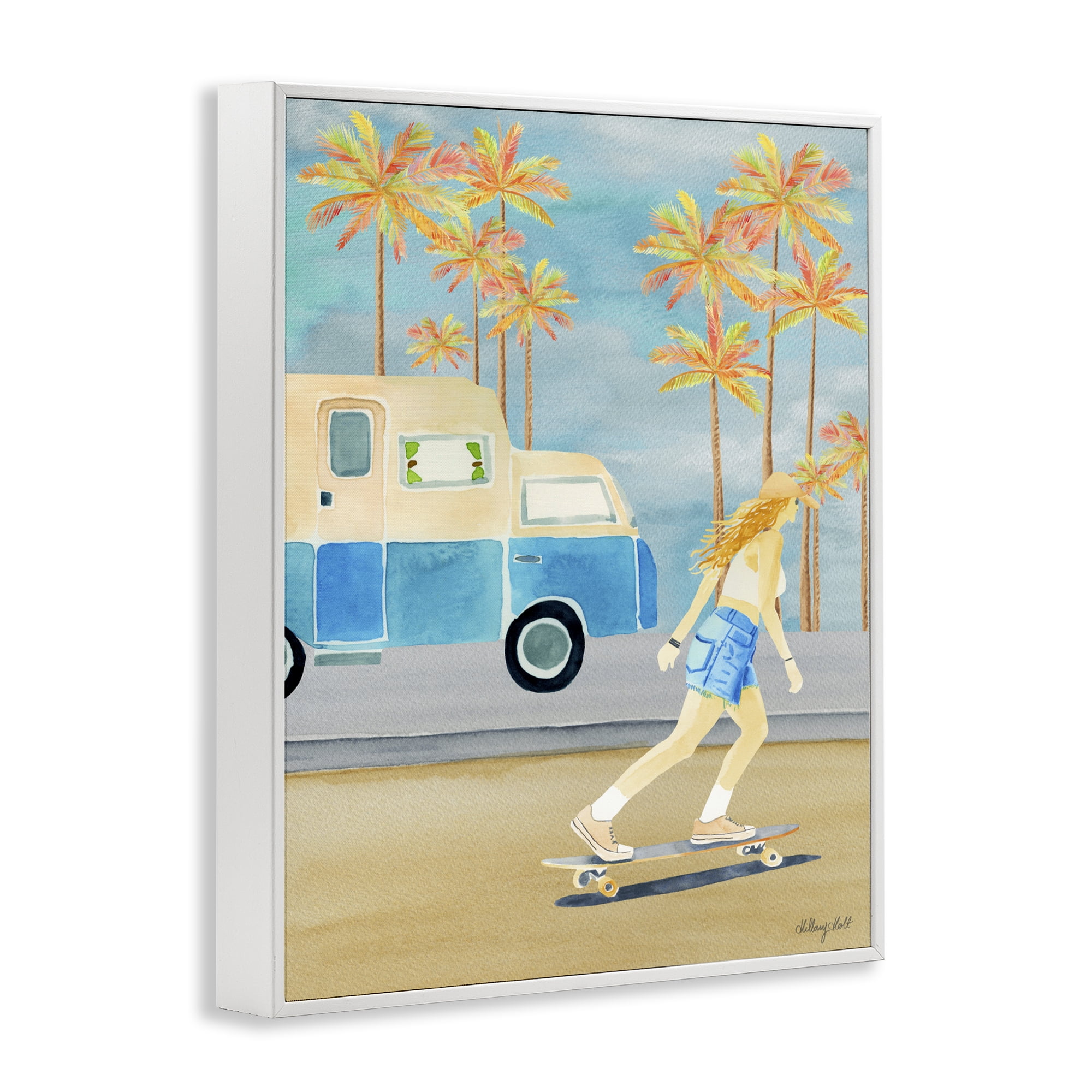 Stupell Industries Santa Monica Road Trip White Framed Giclee Art, design by Hillary Holt