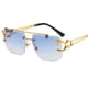 thumbnail image 4 of Gafas de sol retro con cabeza de leopardo y borde de doble haz cuadrado sin marco, 4 of 5