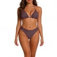 thumbnail image 5 of Stamzod 2026 Womens Polka Printed Bikini Sets Halter Cheeky Bathing Suits Back Braided Straps Triangle Bikini Swimsuit Brown-2 M, 5 of 8