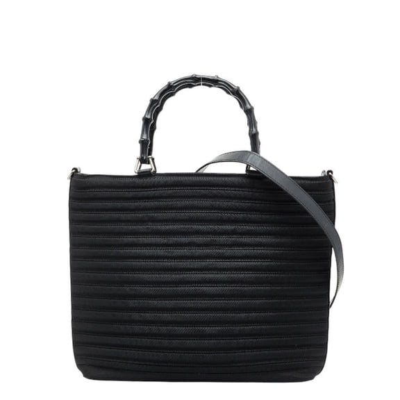 Pre-Owned Gucci Bamboo Handbag/Shoulder Bag 2WAY 000 1705 Black Nylon Women's GUCCI (Good)