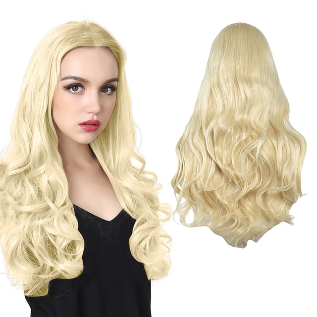 Perruque 24 Pouces Perruque Femme Cheveux Longs Bouclés Grands Cheveux Longs Naturels Cheveux Longs Raides Perruque en U Extensions, Perruque pour Femmes