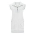thumbnail image 3 of Drses Womens Solid Half Zip Sweatshirt Pocket Patchwork Summer Sleeveless Flip Collar Pullover Mini Dress Womens Summer Dresses, 3 of 8