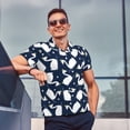 thumbnail image 4 of Yiaed SwanPrint Men's Short Sleeve Polo Shirt,Golf Polo for Men Three-Button Golf Shirt Athletic Casual Collared T-Shirt- Small, 4 of 7