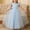 Light Blue, variant on Flower Girl Dress V-Back Sleeveless Pearl Tulle Pageant Maxi Gown First Communion