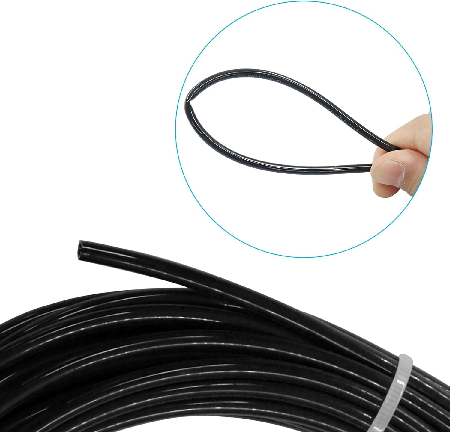 MKEUDQ-5/32" OD Pneumatic Tubing, Black PU Tube Air Hose Lightweight Pipe, Flexible Line for Water Fluid Transfer/Air Compressor Users 10Meter 32.8ft