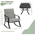 thumbnail image 3 of SOLAURA 3-Piece Outdoor Rocking Chairs Set, Black Iron Patio Furniture with Gray Thickened Cushion & Glass Coffee Table, 3 of 8