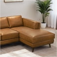 thumbnail image 3 of Right Facing Leather Sofa Sectional, 3-Seat Tan Bonded Leather Couch with Solid Wood Frame, 3 of 10