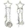 thumbnail image 1 of 2 llaveros de estrella y luna, de plata, con diseño estético, de aleación y anillos de resorte en forma de estrella., 1 of 6