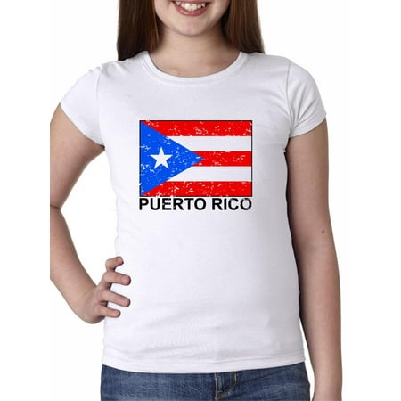 Puerto Rico Flag - Special Vintage Edition Girl's Cotton Youth (Best Month To Visit Puerto Rico)
