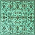 thumbnail image 1 of Ahgly Company Machine Washable Indoor Square Persian Turquoise Blue Traditional Area Rugs, 7' Square, 1 of 4