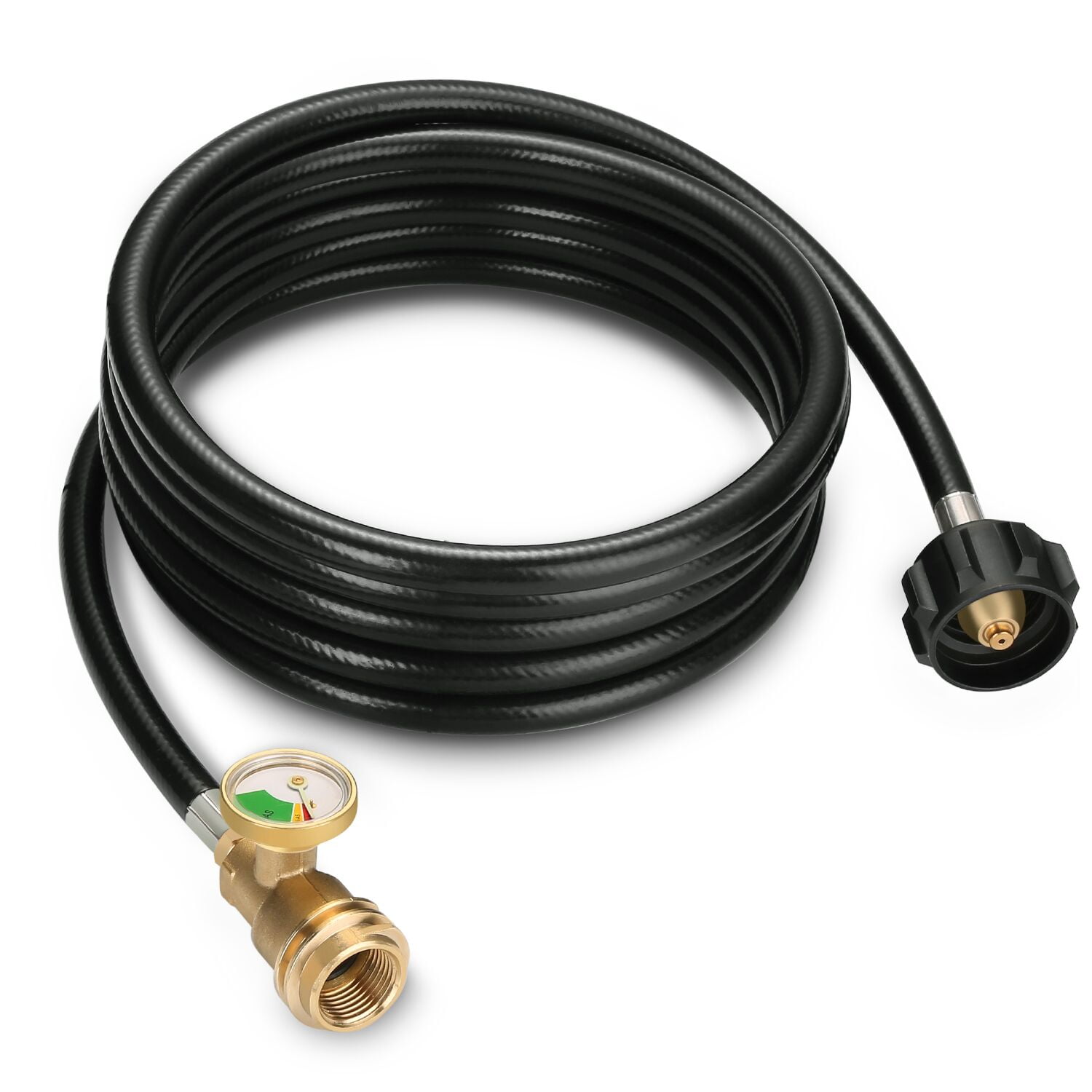 10 foot Propane tank EXTENSION HOSE with gauge ACME to QCC/POL HIGH FLOW BRASS 