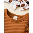 thumbnail image 4 of 3pcs Newborn Baby Girl Pants Set Ribbed Long Sleeve Romper Tops + Flare Trousers + Headband, 4 of 8