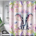 thumbnail image 4 of Cute Elephant Shower Curtain for Kids Boys Girls,Purple Floral Elephant for Bathroom Decor,Watercolor Animal Printed Curtain Waterproof with 12 Plastic Hooks, 72" W x 72" H, 4 of 6