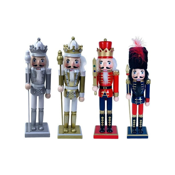 4 piezas de figuras de cascanueces, adornos artesanales, figuras para decoración de chimenea Estilo A