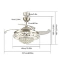 thumbnail image 6 of 42in LED Crystal Chandelier Invisible Ceiling Fan Light Retractable Blade+Remote, 6 of 11