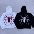 thumbnail image 3 of Silver Basic Men's/Women's Spider Sportswear Y2K Couple Hoodie Zipper Jacket with Spider Retro Print Oversized Halloween Sweatshirt 3XL,Black-1, 3 of 5