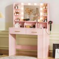 thumbnail image 5 of COMHOMA Pink Vanity Desk with Mirror and Lights, Hairdryer Holder, 5 Drawers, Bedroom Dresser Table for You, 5 of 10