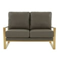 thumbnail image 3 of LeisureMod Loveseat Upholstered in Leather with Gold Stainless Steel Sled Base and Removable Cushions for Modern Home, Living Room, Offices Jefferson Collection in Grey, 3 of 9