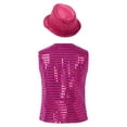 thumbnail image 2 of YEAHDOR Kids Boys Button Down Shiny Sequins Vest with Hat for Jazz Hip Hop Dance Performance Rose 17-18, 2 of 7