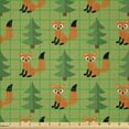 thumbnail image 2 of Ambesonne Fox Fabric by the Yard Microfiber, Pattern of Animals and Trees, 10 Yards, Dark Orange and Fern Green, 2 of 2