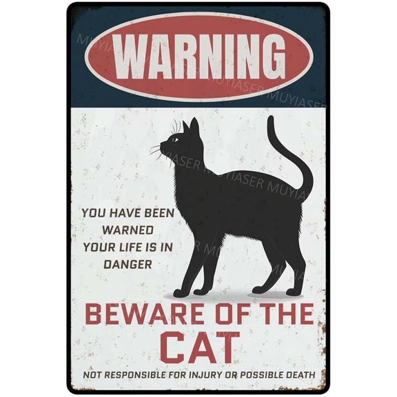 Warning Sign Beware Of The Cat Aluminum Metal Tin Signs Door Sign Warning Sign For Zoo Fence Gate Yard Home Wall Decor 8x12 Inch
