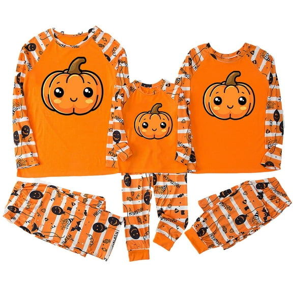 Family Matching Hallo-ween Pajamas Parent-Child Hallowmas Set Printed Home Wear Pajamas Two-Piece Set 6Y