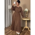 thumbnail image 4 of AURA Plus Size Women’s Dress Polka Dot Chiffon Long Sleeve Office Wear 0XL–4XL, 4 of 7