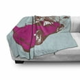 thumbnail image 3 of Vintage Soft Flannel Fleece Throw Blanket, Custom Collector's Old Car Grunge Background Cartoon Like Funky Art, Cozy Plush for Indoor and Outdoor Use, 70" x 90", Baby Blue Hot Pink, by Ambesonne, 3 of 6