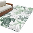 thumbnail image 2 of 3x5Ft Area Rugs, Sage Green Coastal Non-Skid Rubber Backing Large Rectangle Rugs - Living Room Bedroom Home Office, Sea Turtle Nautical Coral Summer Beach Indoor Floor Mat Carpets Washable Rug, 2 of 9