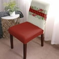 thumbnail image 3 of Chair Covers for Dining Room Set of 6,Christmas Red Poinsettia Floral Berry Plaid Stretch Seat Protector Removable Washable Chairs Slipcovers for Kitchen Banquet Wedding Hotel,Green Leaf on White, 3 of 6