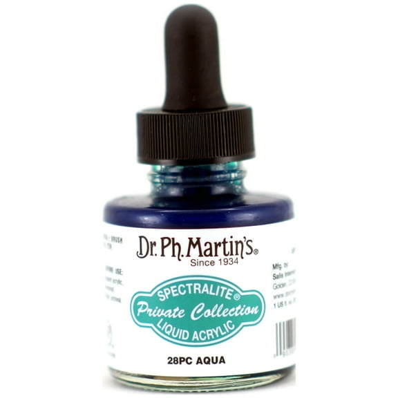 Dr. Ph. Martin's® Spectralite Private Collection Liquid Acrylics (28PC) Arcylic Paint Bottle, 1.0 US fl oz, Aqua, 1 Bottle