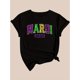 thumbnail image 3 of Camiseta para mujer básica veranoEveryday Comfort, Women's Mardi Gras Red T-Shirt - Sparkling Diamond Letter Print, Casual Crew Neck Short Sleeve Top, Breathable Polyester FabricFather's Day, Mother, 3 of 5