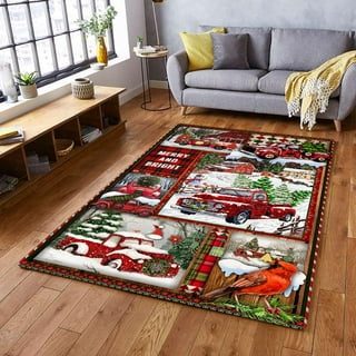  Merry Christmas Area Rug, 4x6ft, Winter Xmax Tree
