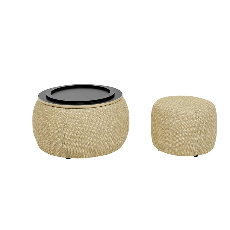 25 inch Round Storage Ottoman - Natur...