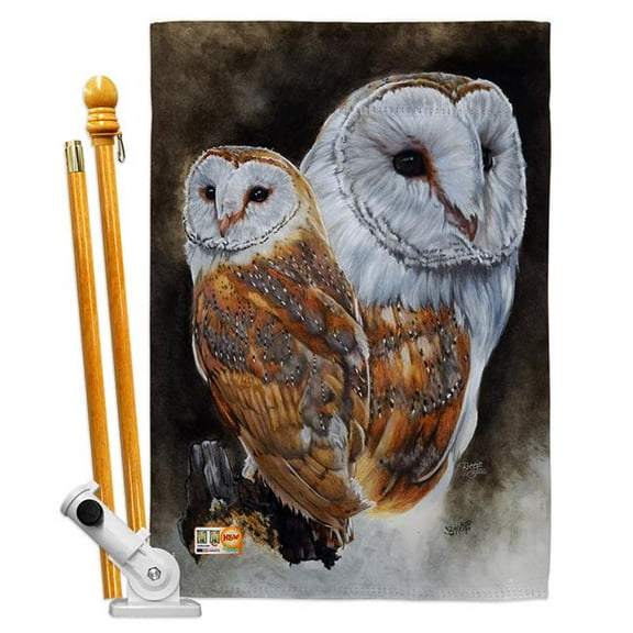 Breeze Decor BD-BI-HS-105040-IP-BO-D-US13-AL 28 x 40 in. Lustrous Garden Friends Birds Impressions Decorative Vertical Double Sided House Flag Set & Pole Bracket Hardware