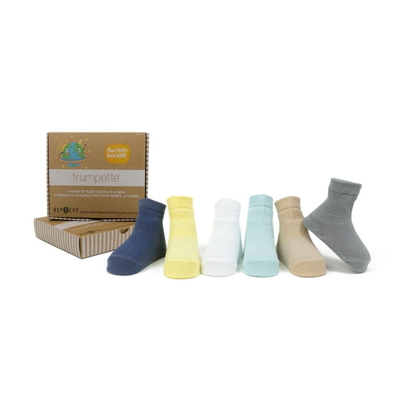 Trumpette Brooke Ribbed 6 Pack Baby Bootie Socks, Assorted Neutrals (0-12 Months)