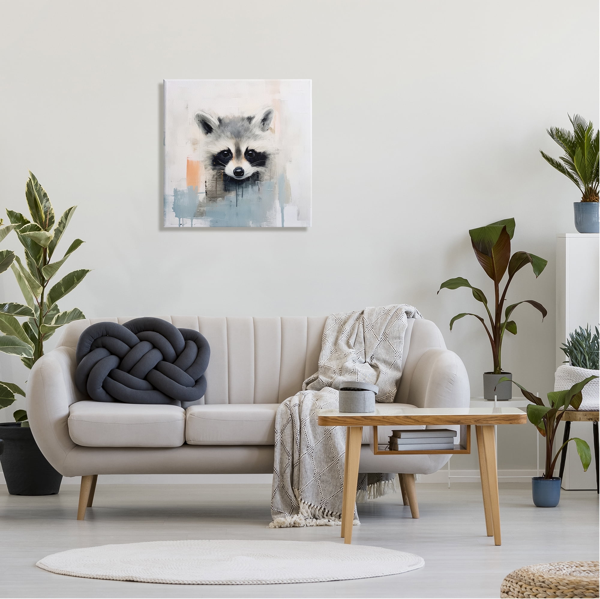 Stupell Industries Modern Raccoon Portrait Animals & Insects Painting Gallery Wrapped Canvas Art Print Wall Art, 24 x 24