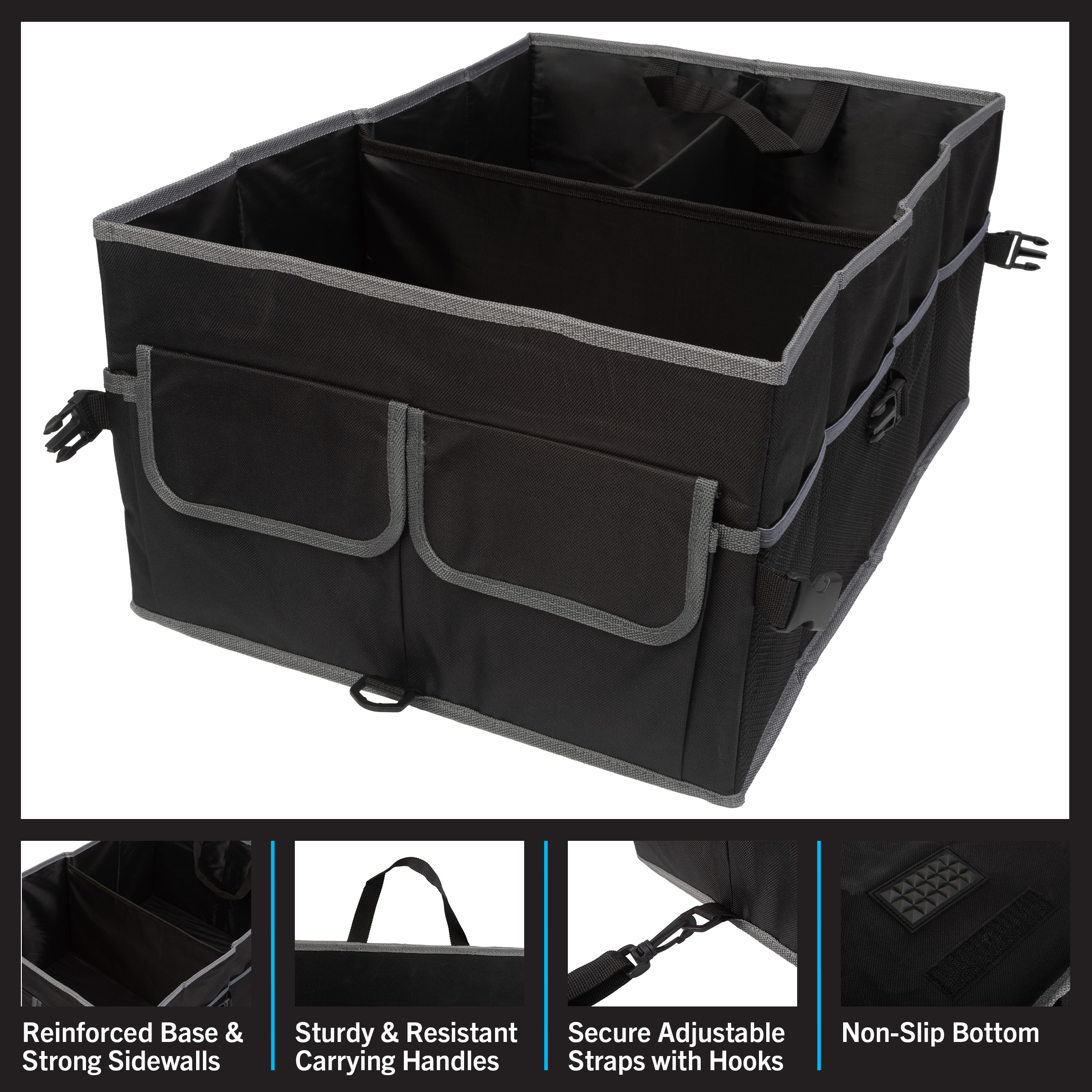 Stalwart Folding Car Trunk Organizer - Car Storage for SUV, Truck, or Sedan