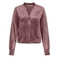 thumbnail image 6 of QATAINLAV Velvet Shirts for Women Dressy Casual Long Sleeve V Neck Blouse Solid Color Ruffle Trim V Neck Holiday Tops, Pink, S, 6 of 9