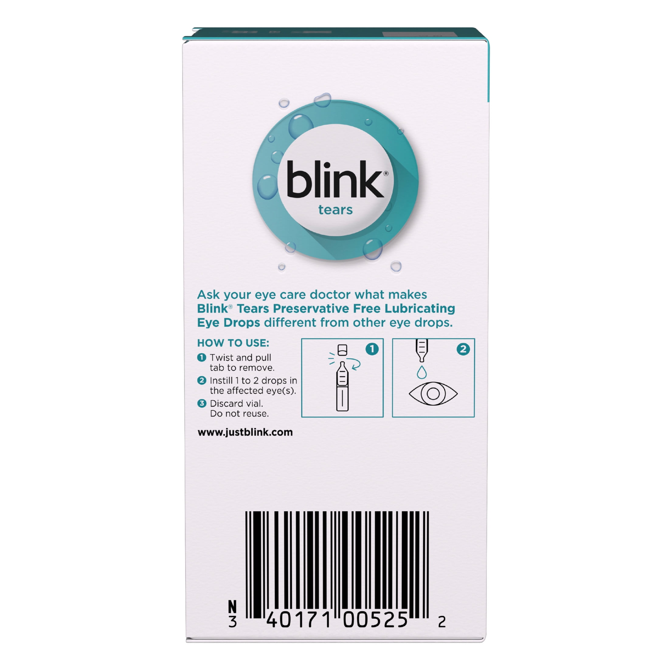 Blink Tears Eye Drops for Dry Eyes, Preservative Free Lubricating Eye Drops, Sterile Single Use Vials, Gentle Eye Care for Mild to Moderate Dry Eye Symptom Relief, 25 Count, 0.01 fl oz Vials