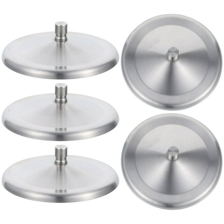 MEIBUTYUP 5Pcs Silver Stainless Steel Mug Lid Leakproof Cup Cover for Home Use