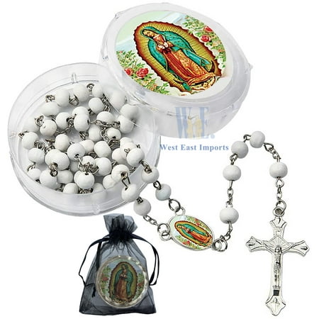 Memorial Favors 12 PCS Our Lady of Guadalupe White Rosaries Celebration of Life/ Recuerdos para Funeral/ sympathy gift/ memorial condolence