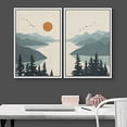 thumbnail image 4 of IDEA4WALL Framed Canvas Print Wall Art Green Pastel Watercolor Mountain Valley, Birds, River Abstract Landscape Modern Art for Living Room, Bedroom, Office - 24"x36"x2 White, 4 of 5