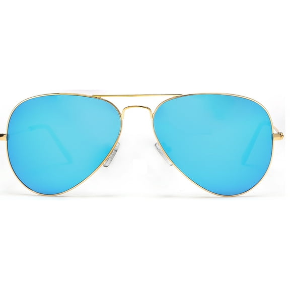 Chuck and Amy Classic Stainless and Glass Lens Aviator Sunglasses Gold - Gold