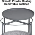thumbnail image 3 of Round Sofa Side Table End Table with Storage Fabric Basket for Living Room Bedroom Removable Tabletop Home Nightstand, Gray, 3 of 8